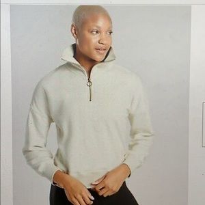 Athleta Cozy Karma 1/4 Zip Fog Grey Heather ST